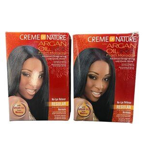 2 Creme of Nature Argan Oil No Lye Relaxer Regular for Fine  Medium Hair Texture